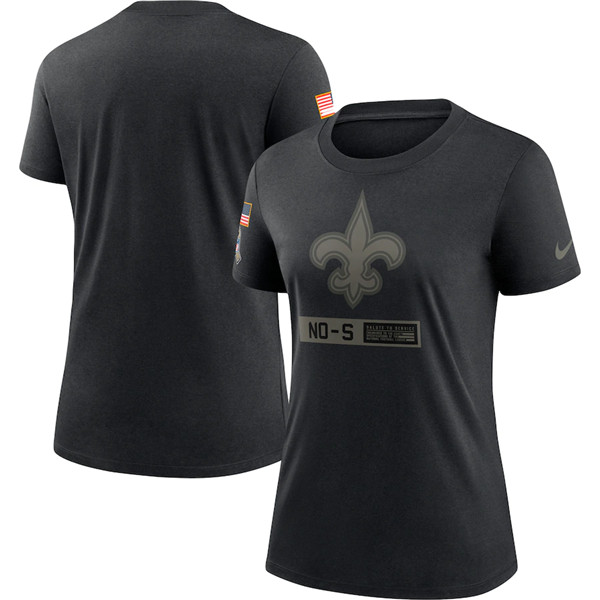 Women's New Orleans Saints Black NFL 2020 Salute To Service Performance T-Shirt (Run Small)